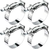 EVIL ENERGY 2.5 Inch T-Bolt Hose Clamps 304 Stainless Steel, 4PCS | 63-71mm Adjustable Range for 2-1/2" Hose ID, Flap Design, Intercooler Radiator Pipe Clamps for Silicone Coolant Hoses