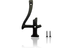 HOMUS 5.5 Inch House Numbers, Cast Iron House Numbers for Outside, Address Numbers for Houses, Farmhouse, Garage, Shop, Offices, Hotel, NUMBER 4