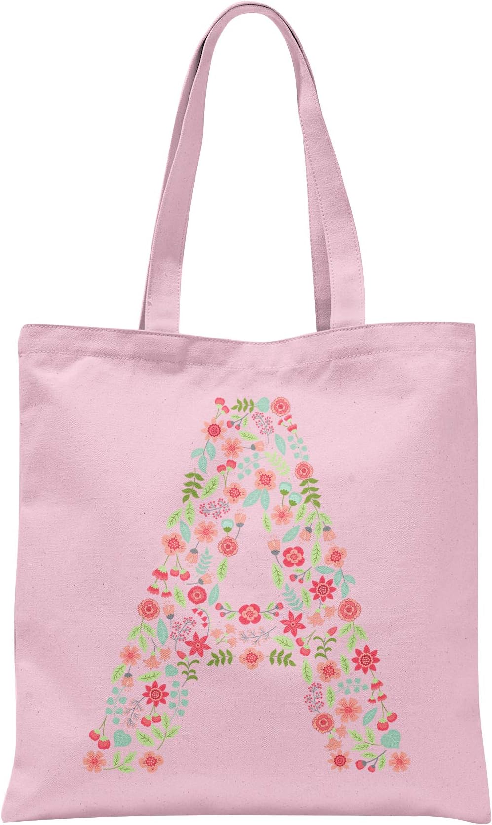 Personalised Floral Alphabet Tote Bag Any Letter Shopper Birthday Gift Present