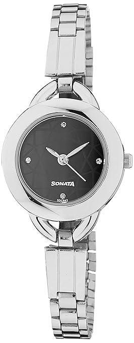 Analog Black Dial Women's Watch -NK87006SM02