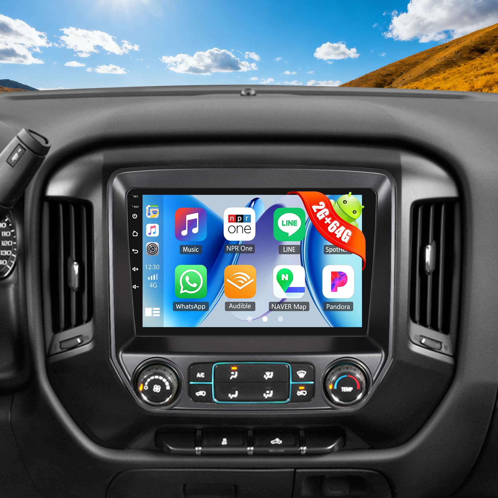 Photo 1 of 2G+64G Android Car Stereo Radio for Chevy Silverado GMC Sierra 2014-2018 Wireless CarPlay Android Auto 10.1” HD Touch Screen Bluetooth GPS Navigation Mirror Link WiFi FM/RDS SWC AHD Backup Camera Mic