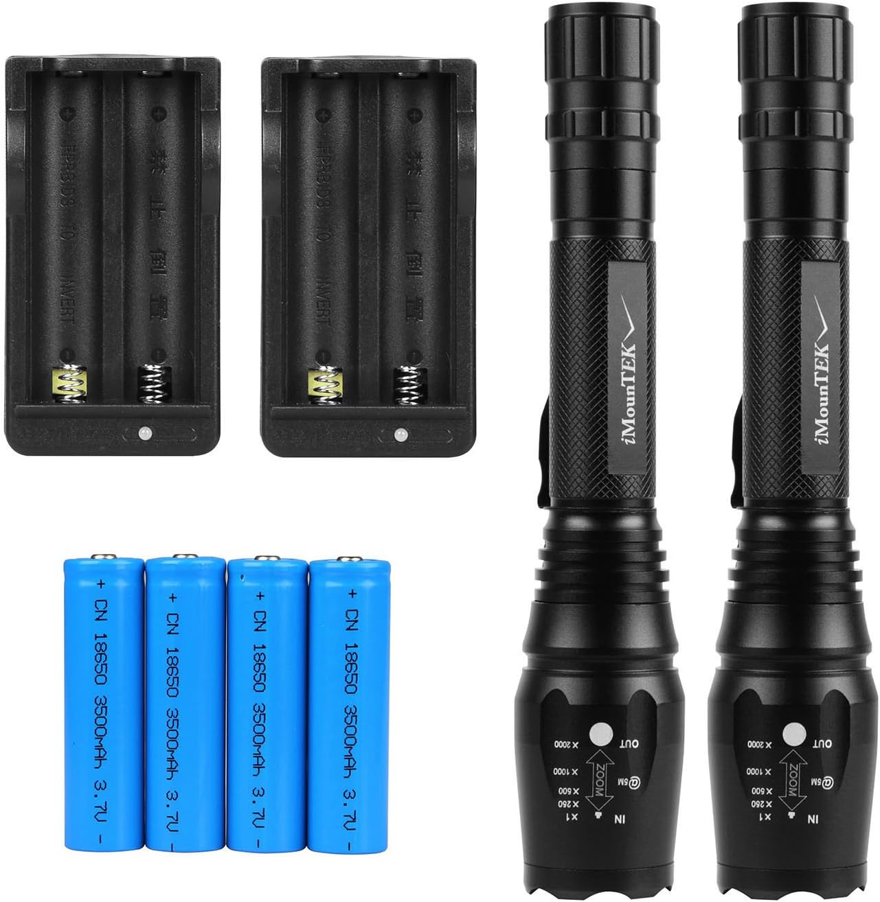 2 Set Vibrant Globe 20000LM LED Rechargeable Tactical Torch Flashlight 18650 Battery & Charger