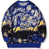 LILILEIDY Mens Crewneck Sweaters Graphic Comfortable Casual Knit Fall Winter Sweater Oversized Pullovers