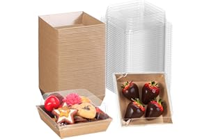 ROSPAKTEK 100Pack 4x4x2.5 Inches Charcuterie Boxes with Clear Lids - Bakery, Chocolate Covered Strawberries, Cupcake, Pie, Treat, Macaron Boxes for Christmas, Valentine's