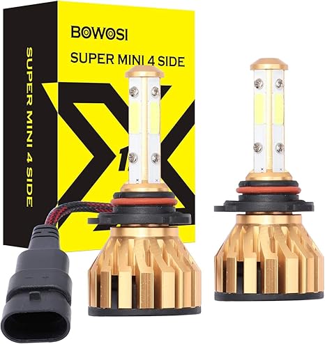 2pcs hb3 9005 led headlight bulbs 6000k white light 4 side cob chips 160w 12000lm single beam all in one conversion kit plug and play headlamps