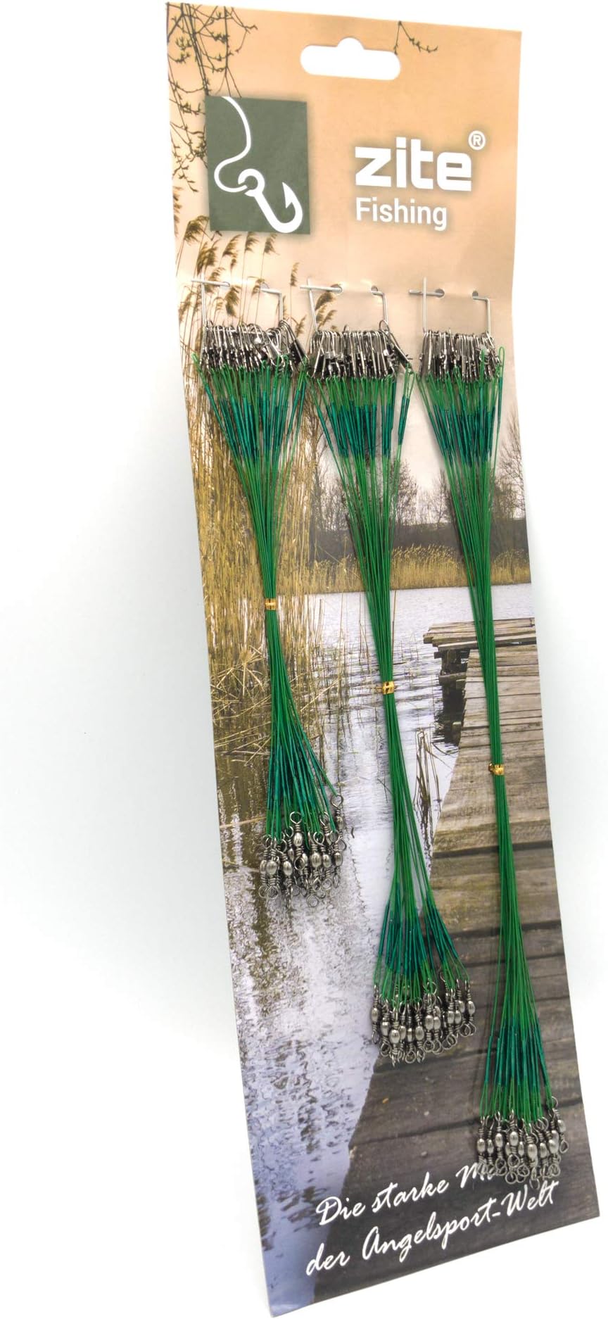 Zite Fishing Wire Trace Leader Set - 75 Pieces with Rolling Swivels and Snaps for Pike Spinning - 15 20 25cm