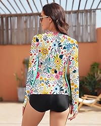 WOWENY Women Rash Guard Long Sleeve Swimsuit Top