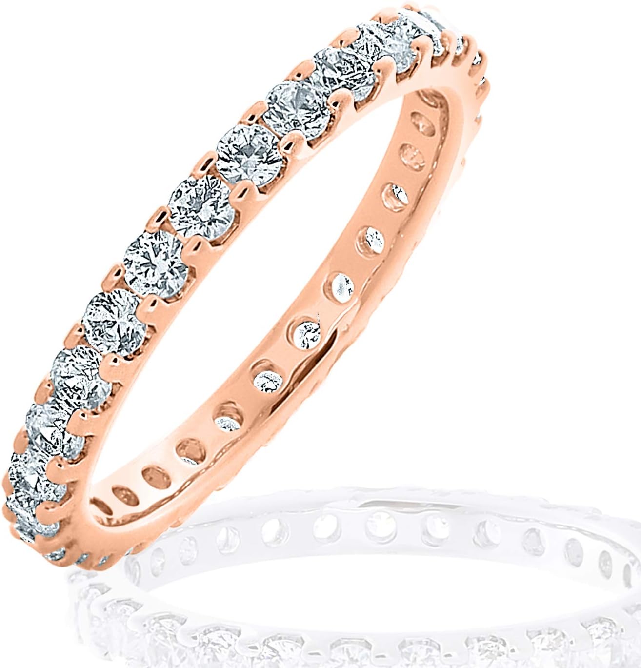 Eternity Wedding Bands 18K Gold 1.0 CT Eternity Stackable Diamond Anniversary Ring
