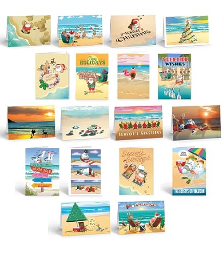Stonehouse Collection Coastal Christmas Cards – 18 Weihnachtskarten Mit Umschlägen, 5x7 Zoll, USA-made