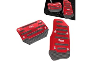 Arwrilt 2 PCS Automatic Car Pedal Cover Kits, Non- Slip Alloy Brake Pedal Gas Pedal Cover, Sport Stytle Pedal Decoration and Protection, Punch-Free Foot Pedal Pad Replacement for Most Cars (Red)