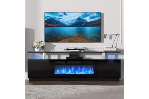 PeakPursuit 70'' Fireplace TV Stand with 36'' Firplace, Electric Fireplace Heater with 12 Frame and LED Light Colors, 2 Tier TV Console Cabinet, Entertainment Center, Black