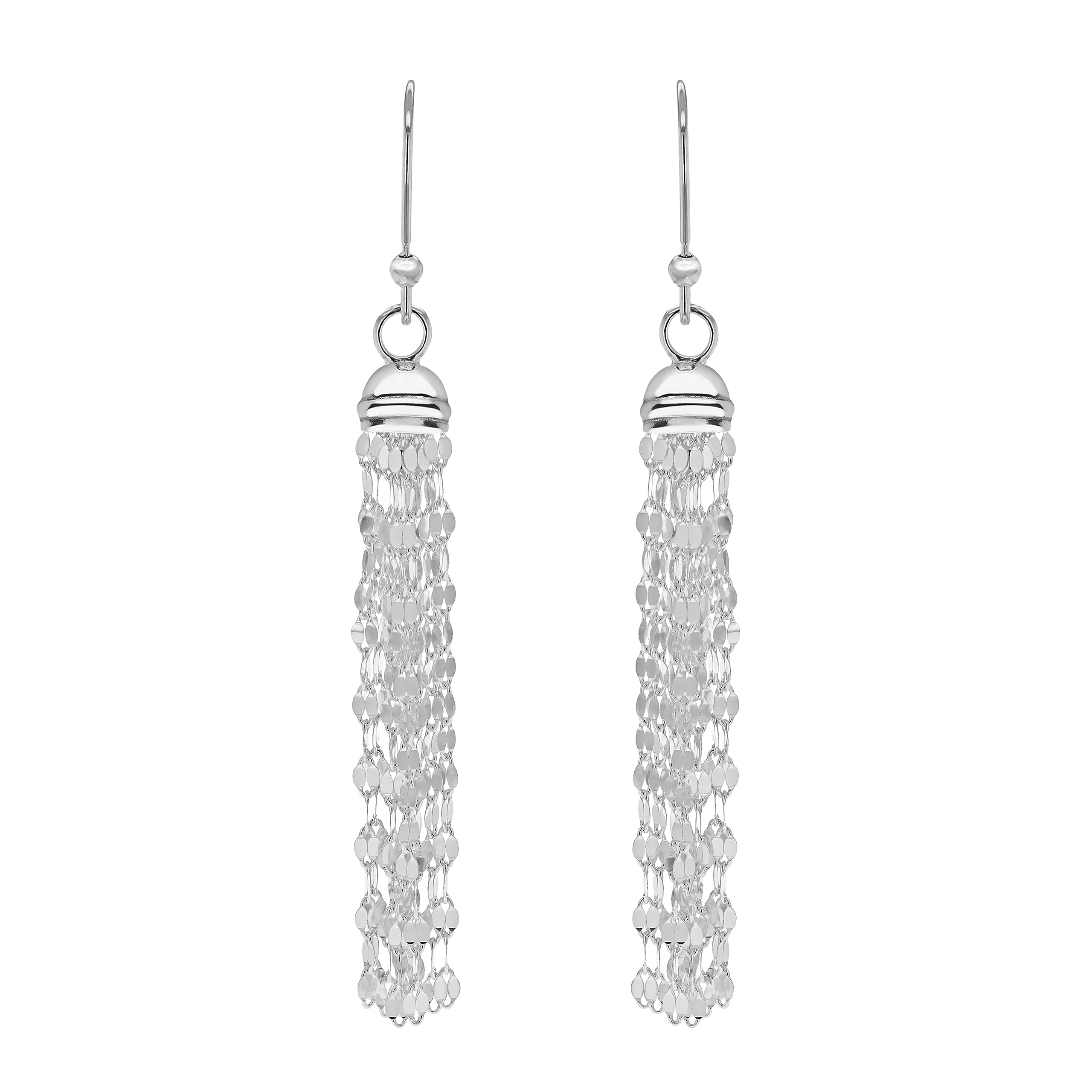Tuscany Silver Women's Sterling Silver Mirror Tassel Drop Earrings