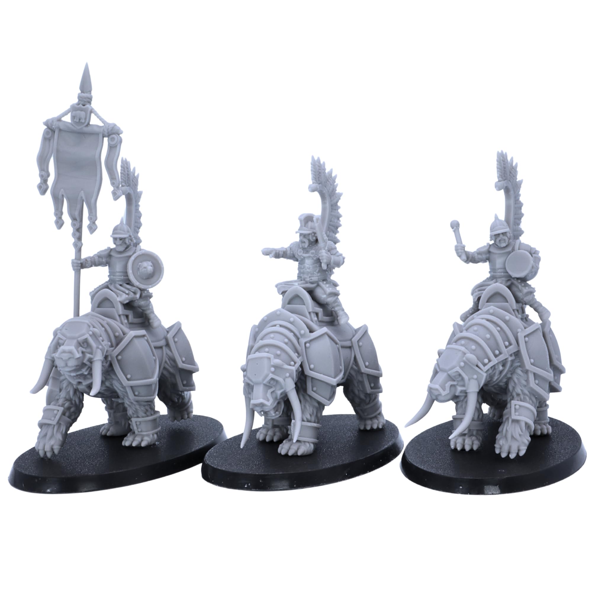 Forged Terrain Kriznhev Bear Rider Command Group | 32mm Scale Miniatures | Kyoushuneko Wargaming | Fantasy Tabletop RPG | 75mmx42mm Bases