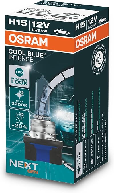 OSRAM COOL BLUE INTENSE H15 Lamp +20% Brightness 3700K Silver Cap