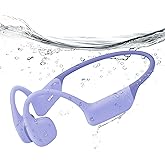 Full-Coverage Liquid Silicone Swimming Headphones, IP68 Waterproof Underwater Headphones, Bluetooth 6.0&MP3 with 32GB Memory Card, Soft/Skin-Comfortable Open Ear Bone Conduction Swim Earbuds(Purple)