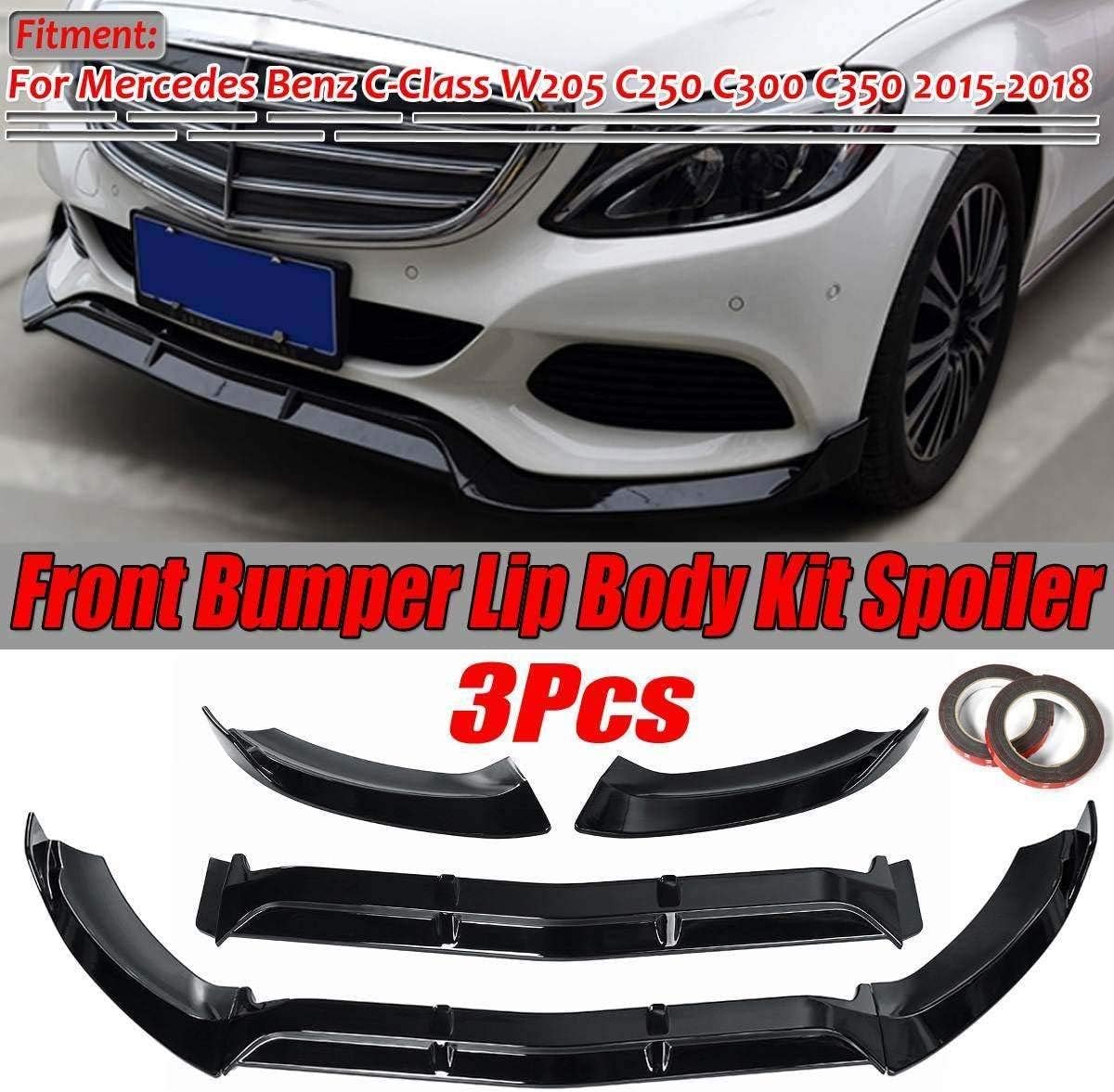 HYNB 3pcs car front bumper splitter lip diffuser protection body kit spoiler for mercedes benz c class w205 c250 c300 c350 2015-2018