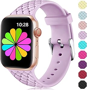 Haveda Bands Compatible for Apple Watch Series 6 5/4 40mm, Silicone for Apple Watch SE 40mm Bands Womens, Soft Waterproof iWatch 38mm Series 3/2/1 Stainless Buckle Men Kids 38mm/40mm M/L Lavender