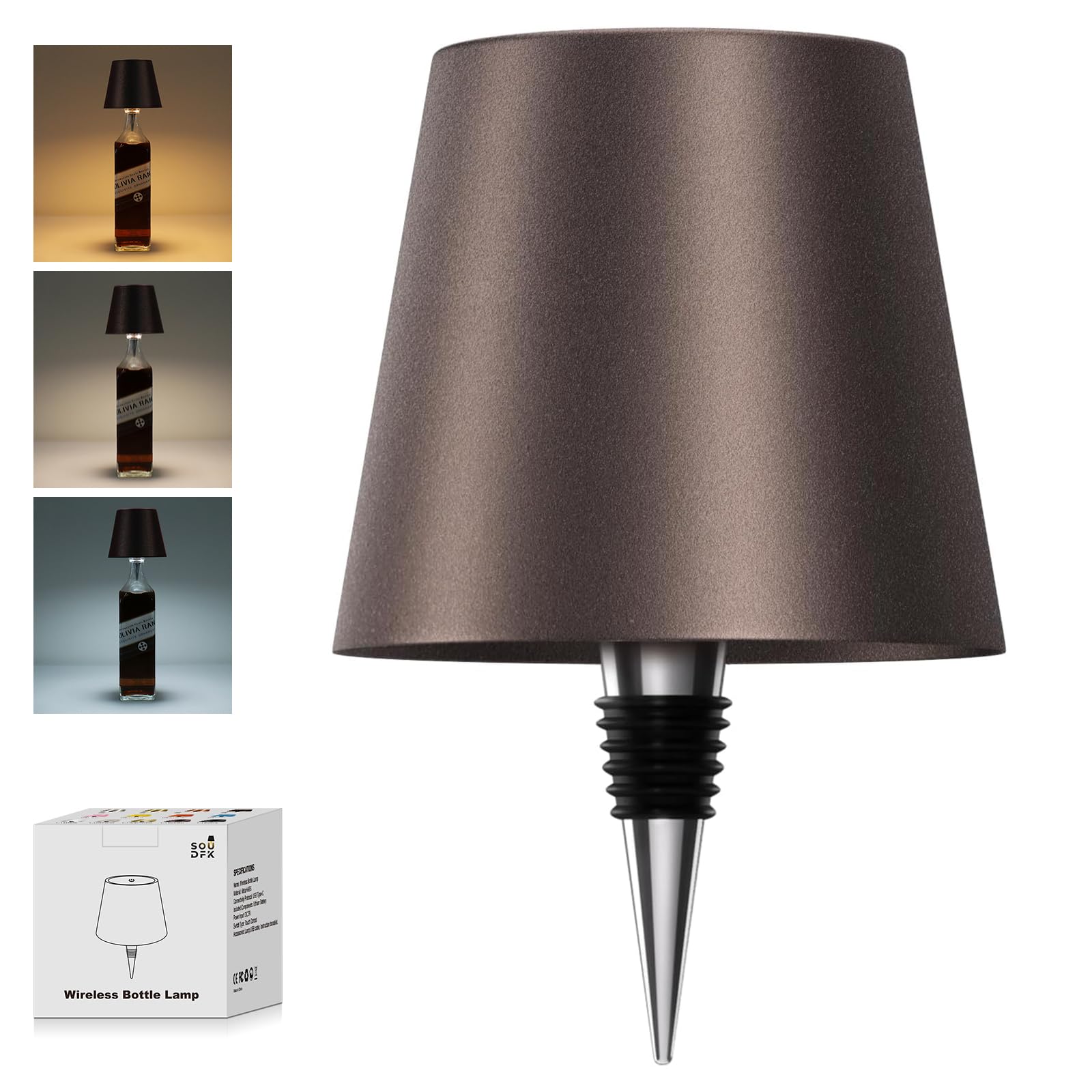 Wireless Bottle Lamp - Rechargeable LED Wine Bottle Light With 3 Color Temperatures
