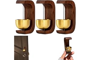 3 Pack Shopkeepers Door Bell Chime, Wooden and Copper Magnetic Bell with Double-Sided Tape for Cafe Front Pet Shop Entrance a