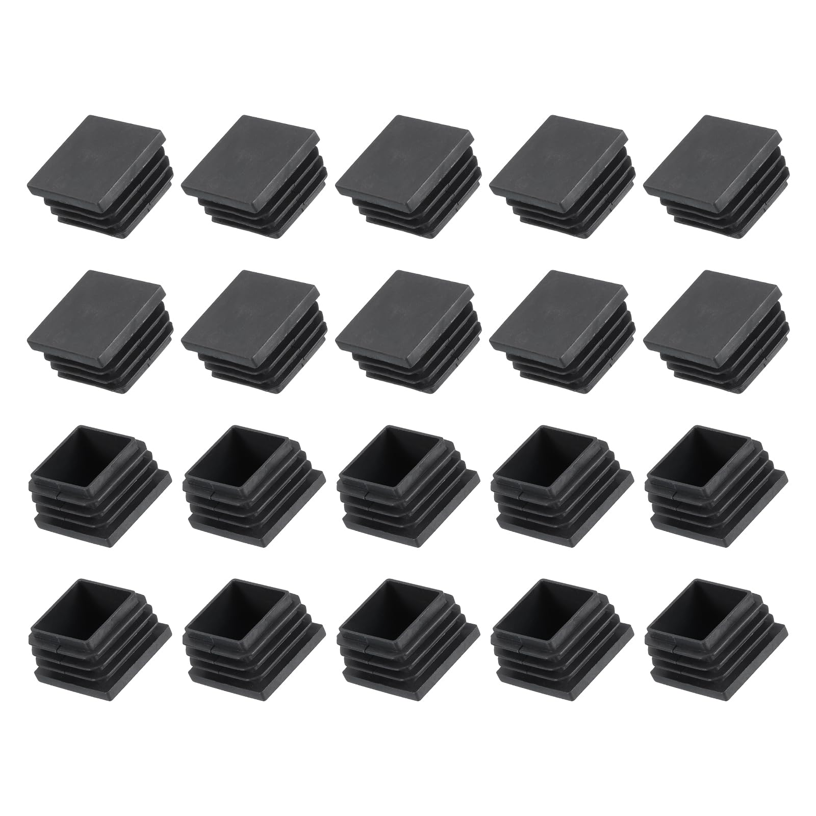 METALLIXITY Square Tube End Cap(30 x 30mm) 100Pcs, Plastic Plugs Insert End Caps Pipe Cap Cover Threaded End Blanking Caps Protector - for Square Tube Fence Furniture Table Chair Legs, Black