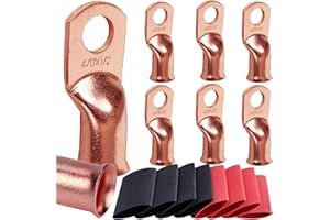 SVAAR 0000 Gauge Pure Copper Lugs 4/0 AWG-1/2" Ring Terminal Cable Battery Lug, Heavy Duty, 8PCS Terminals, Cable Ends Connectors + 8PCS 3:1 Heat Shrinks