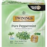 Twinings Pure Peppermint Herbal Tea Individually Wrapped Bags, 100 Count (Pack of 1), Fresh Minty Flavour, Naturally Caffeine-Free, Enjoy Hot or Iced, 100 Teabags