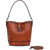 HESHE Leather Crossbody Bags for Women Designer Shoulder Purse Hobo Handbags Bucket Purse Everyday