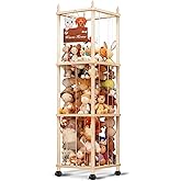 Large Stuffed Animal Storage with Cat & Dog Design, Wooden Stuffed Animal Zoo, Rolling Stuffed Animal Holder, Toy Storage Cage, Plushies Storage for Playroom Bedroom