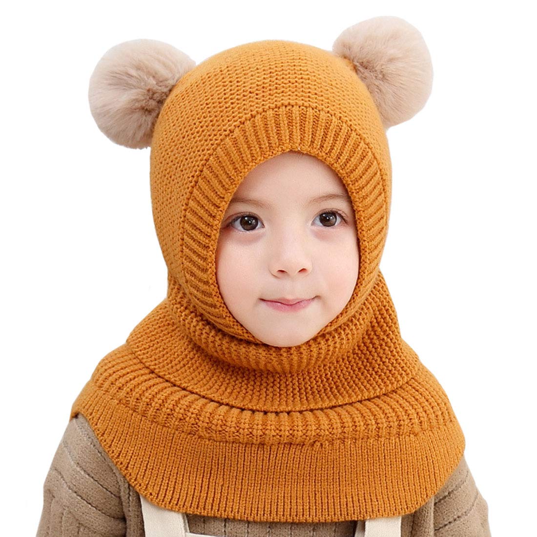 YONKINY Children's Girls Winter Hat - Warm Cute Slip-On Beanie - Yellow - One Size (2-5 Years, 48-52 cm)