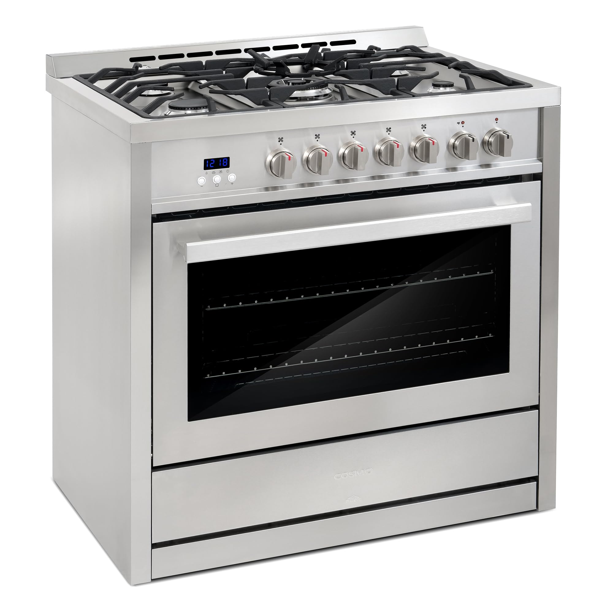 COSMO F965NF 36 in. Stellar Collection 3.8 cu. ft. Dual Fuel Range, 5 Sealed Burners, 8 Function Convection Oven in Stainless Steel