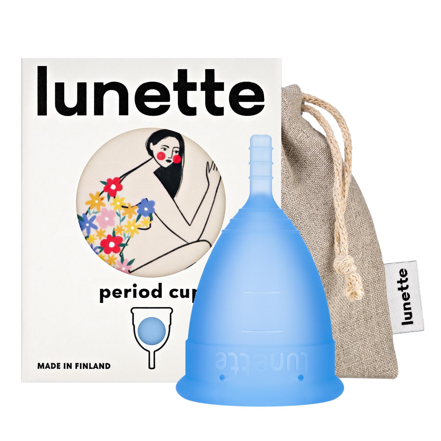 Lunette Menstrual Cup Reusable BPA Free Period Cup with 12-Hour Leak Free Comfort - Soft 100% Medical-Grade Silicone - Eco-Friendly Pad & Tampon Alternative – Vegan - Made in Finland - Size 2 Blue