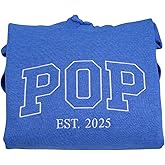 COUPLEHOODIES Custom Embroidered Pops Grandpa Sweatshirt – Personalized Nickname Unique Gift for Dad Birthday or Father’s Day