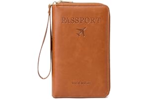 QIVANLIFE Passport Holder for Travel Women and Men RFID Passport Holder with Card Slots Holder Passport Case Passport cover Passport Wallet Travel Essentials and Accessories (Zipper, Brown Zipper)