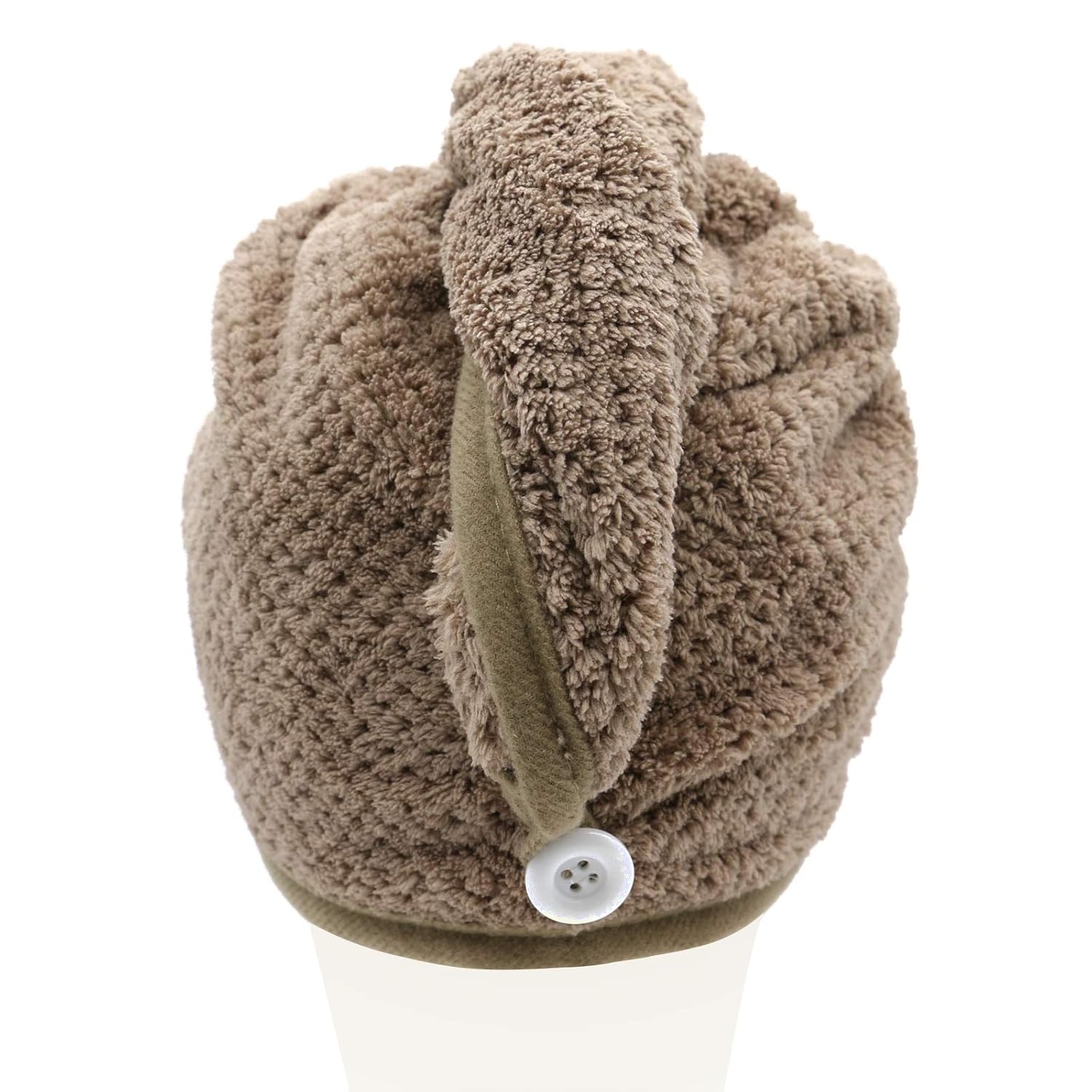 2Pack Hair Wraps with Button for Women,Super Absorbent and Soft Hair Drying Towel for Curly,Long &Thick Hair (Coffee & Pink): Kitchen & Dining