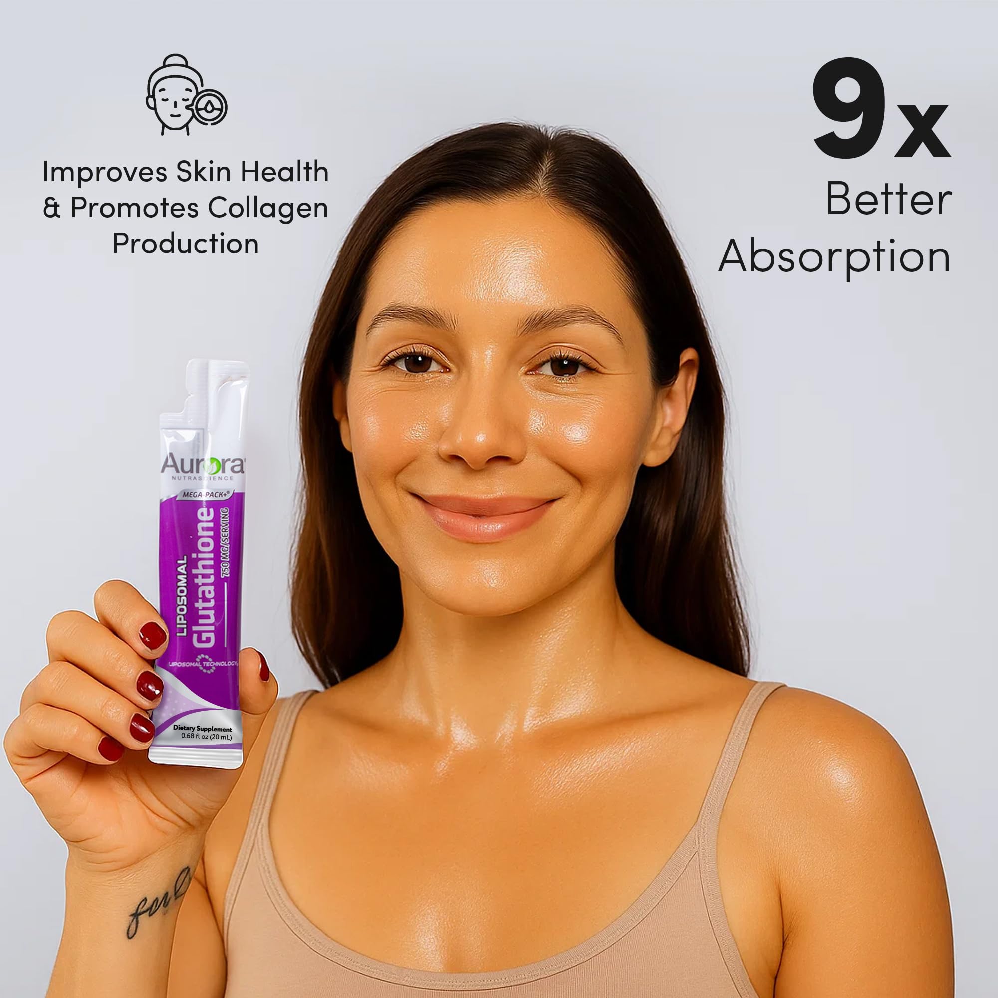 Mua Aurora Nutrascience Mega-Pack Liposomal Glutathione - 750 mg Liquid Supplement, Antioxidant Support for Men & Women, Sugar Free, Non-GMO, Liposomal Glutathione Packets