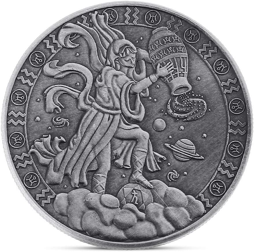 NLR 12 Constellation Commemorative Coins - 1 PC (Aquarius), Silver, Small