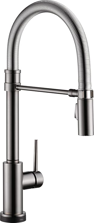 Delta Faucet Trinsic Pro Voiceiq Single Handle Touch Kitchen Sink Faucet With Pull Down Sprayer Alexa And Google Assistant Voice Activated Smart Home Black Stainless Amazon Com