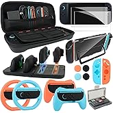 EOVOLA Accessories Kit for Nintendo Switch 2(2025), Bundle Set With Carrying Case& Screen Protector Joy Con Grips &Charger and Steering Wheels.