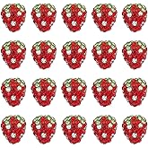 Arricraft 20 Pcs Strawberry Rhinestone Beads, 13x15mm 3D Fruit Bubblegum Disco Ball Polymer Clay Crystal Beads for Jewelry Making