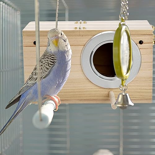 Hiceeden Pack Parakeet Nest Box, Natural Wood Bird Nesting Box