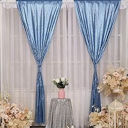 Poise3EHome Baby Blue Sequin Backdrop Curtain, 2