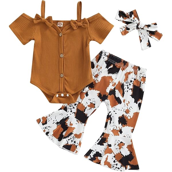 Newborn Baby Girl Outfit Set - Ruffle Sleeve Romper & Heart Print Pants With Headband For Spring & Fall