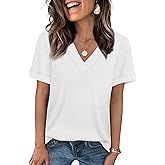 WIHOLL Womens Summer Tops Short Sleeve Basic Casual V Neck T Shirts Trendy Fashion 2026