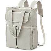 G4Free 2 in 1 Tote Backpack Fits 15" Laptop, Women Bag Daypack for College, Work, Teacher, Nurse -Beige