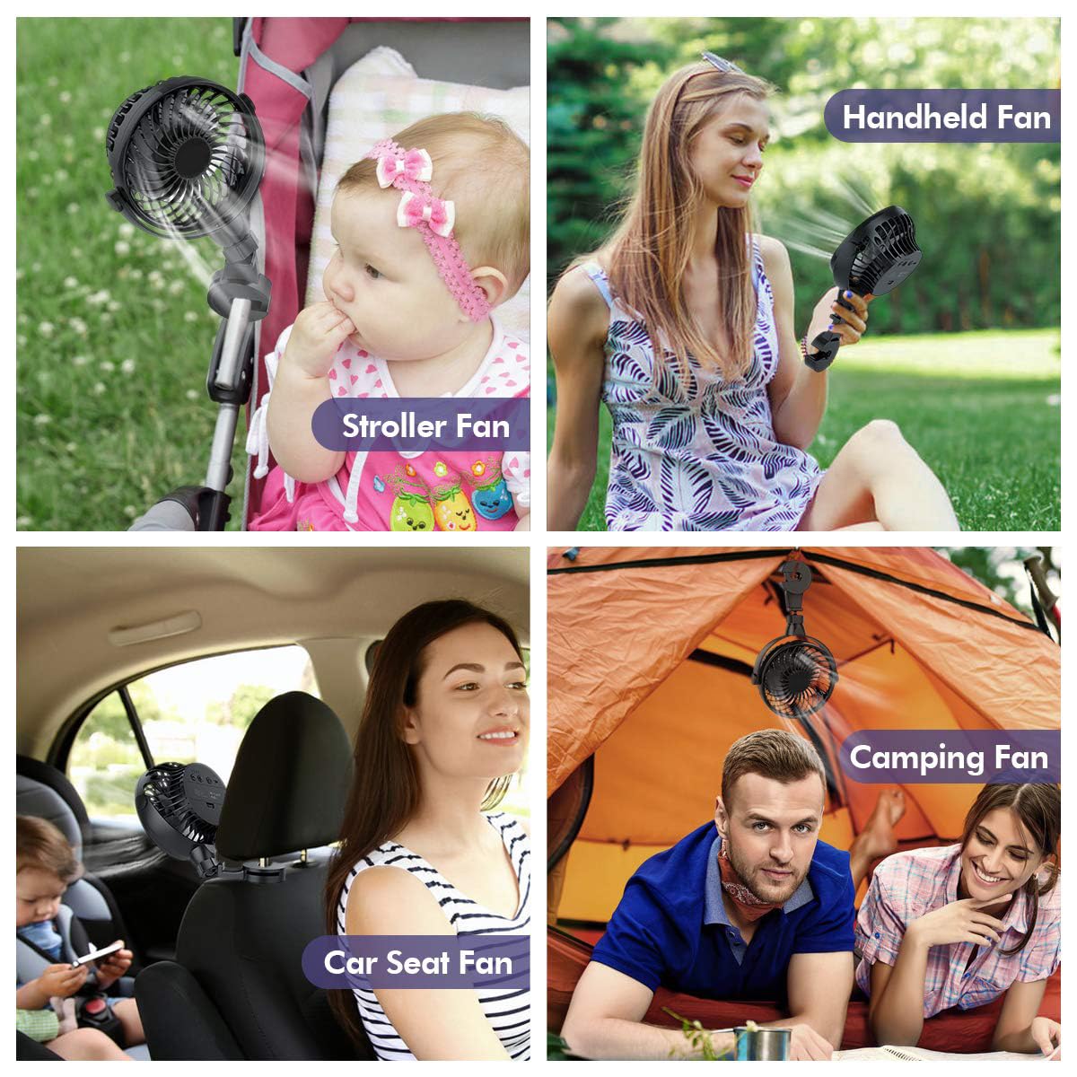 Shinebella Car Clip Fan with Rechargeable Battery - 5