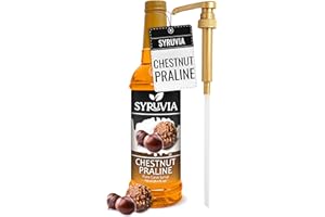 Syruvia Coffee Syrup, Chestnut Praline Flavored Syrup for Drinks, Lattes, and Desserts – 25.4 fl oz, With Pump