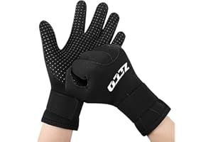 5mm Neoprene Diving Gloves, Double-Layer Thermal Wetsuit Gloves with Elastic Wrist and Skid Resistance Particles for Swimming