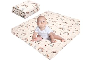 Ndahjahd Baby Play Mats for Floor,50x50 Play Mat for Playpen,Thick One-Piece Crawling, Non-Slip Cushioned Baby Playmat for Infants, Foldable and Washable Baby Playpen Boho Rainbow (50X50 inch Square)