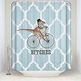 Z&L Home Geometry Pattern Shower Curtains Dinosaur Bicycle Bitches Funny Design Bathroom Accessories 48x72Inches
