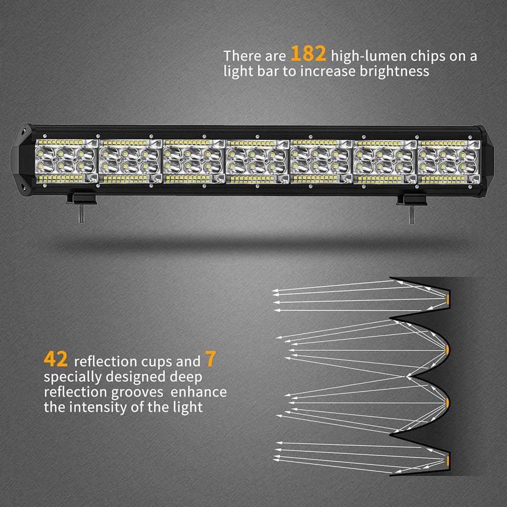 LED Pods Light Bar 20inch 546W 54600LM+6PCS 4inch 78W 7800LM, LED Light Pods Spot Offroad Lights Bar Combo Beam, high Brightness led Light Bars for Trucks Off-Road SUV Rv ATV UTV Boat Lighting: Automotive